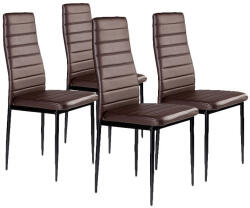 ModernHOME Scaun de dining, ModernHome DC855-4, 4 buc, maro, 98 x 43 x 41 cm, tapițerie din piele ecologică, picioare din oțel cu acoperire pulbere, spătar înalt, capacitate de încărcare: 120 kg