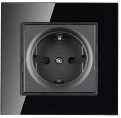 V-TAC Priza Simpla 16a Cu Rama Din Sticla , Negru (sku-8399) - global-electronic