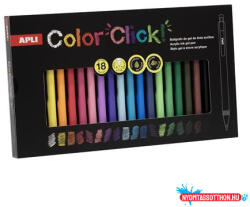APLI Zseléstoll, akril tintával, 0, 7 mm, nyomógombos, APLI "Color Click", 18 különböző szín (LCA20642) - nyomtassotthon
