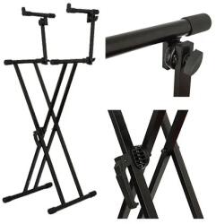 Ibiza Sound Stativ pentru 2 Clapei, Negru (SK003)