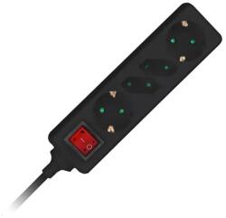 V-TAC Prelungitor 4 Cai Cu Intrerupator 1.5m( 3g1.5mm2) Negru (sku-8771)