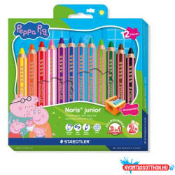 STAEDTLER Színes ceruza készlet, hatszögletű, jumbo, STAEDTLER „Noris® junior 140", Peppa malac, 12 szín (TS140C12L1) - nyomtassotthon