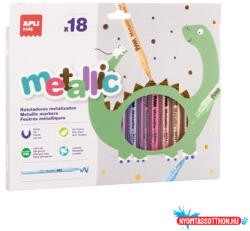 APLI Filctoll készlet, 3, 6 mm, kimosható, metálfényű, APLI Kids "Metallic", 18 különböző szín (COR_LCA20627)