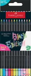 Faber-Castell Színes ceruza készlet, háromszögletű, FABER-CASTELL "Black Edition", 6-6 különböző neon és pasztell szín (TFC116410)