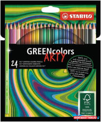STABILO Színes ceruza készlet, hatszögletű, STABILO "GreenColors ARTY", 24 különböző szín (TST6019241A)