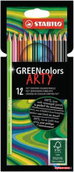 STABILO Színes ceruza készlet, hatszögletű, STABILO "GreenColors ARTY", 12 különböző szín (TST6019121A)