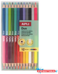 APLI Színes ceruza készlet, kétvégű, háromszögletű, APLI "Duo", 24 különböző szín (LCA20081D) - nyomtassotthon