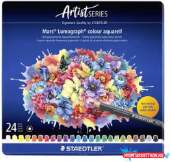 STAEDTLER Akvarell színes ceruza készlet, hatszögletű, fémdobozos, STAEDTLER "Mars® Lumograph® 104", 24 különböző szín (TS104M24) - nyomtassotthon