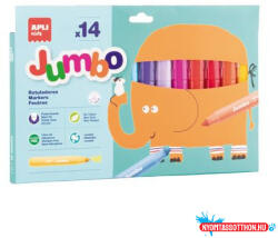 APLI Filctoll készlet, 9, 6 mm, kimosható, vastag, APLI Kids "Jumbo", 14 különböző szín (COR_LCA20623)