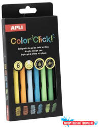 APLI Zseléstoll, akril tintával, 0, 7 mm, nyomógombos, APLI "Color Click", őszi színek, 6 különböző szín (LCA20644) - nyomtassotthon