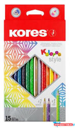 Kores Színes ceruza készlet, háromszögletű, KORES "Kolores Style", 15 különböző szín (COR_IK93310)