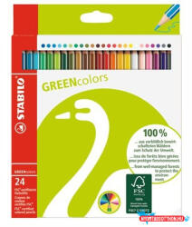 STABILO Színes ceruza készlet, hatszögletű, STABILO "GreenColours", 24 különböző szín (COR_TST601924)