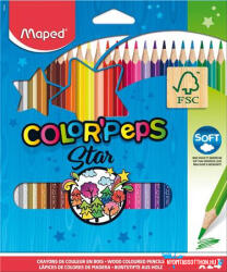 Maped Színes ceruza készlet, háromszögletű, MAPED "Color'Peps Star", 24 különböző szín (COR_IMA183224)