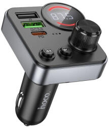 hoco. E86 Bluetooth FM Transmitter autós töltő 2x USB / USB-C QC PD 48W, fekete