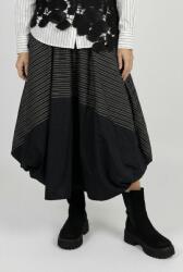 Shopika Romania Fusta midi cu colturi, din bumbac, neagra cu dungute albe sus Talie unica