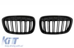 KITT Specials Vese hűtőrács, BMW X1 SUV F48 LCI előtti (06.2015-2019), dupla csíkos M dizájn, zongoralakk fekete (FGBMF48DPB)
