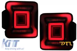 KITT Teljes LED hátsó lámpa Jeep Wrangler IV JL / JLU (2018-) RED, dinamikus irányjelzővel és kanyarkövető funkcióval (TLJEWJL)