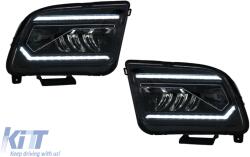 KITT Lightning LED fényszórók Ford Mustang V facelift előtti (2005-2009) fekete dinamikus szekvenciális irányjelzővel (HLFOMUFLED)