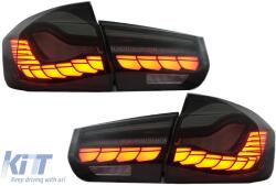 KITT OLED hátsó lámpa M4 stílusú átalakításhoz BMW 3 F30 LCI előtti & LCI (2011-2019), F35 F80, piros/füst, dinamikus irányjelző (TLBMF30RSNL)