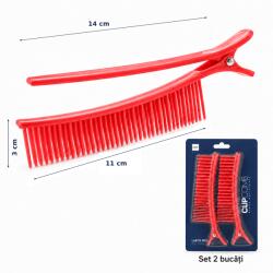 Labor PRO Set 2 clipsuri cu pieptene - ROZ NEON (F319M)