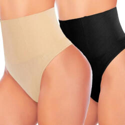 SIMIYA Tanga Modelatoare SIMIYA pentru Femei , Talie Inalta, Control Abdomen, Fara Cusaturi, Invizibila sub Haine, Set 2 Bucati (Negru + Bej), Marime 3XL
