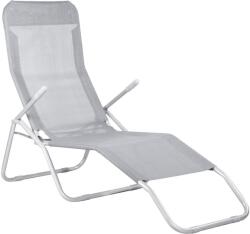 Sersimo Sezlong pliabil Zero Gravity din textilene, reglabil, 120 kg, gri deschis (GC-0015)