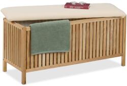 Relaxdays Cufar de rufe Relaxdays, 100 l, cu loc de sezut, lemnstofa, naturalcrem (81765993)