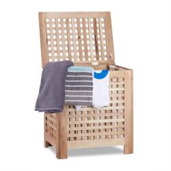 Relaxdays Cos de rufe Relaxdays, 70 litri, lemn de nuc, cu capac si sac detasabil (64643751)