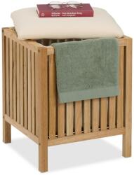 Relaxdays Cos de rufe Relaxdays cu loc de sezut, 30 l, lemnstofa, naturalalb (22000773)