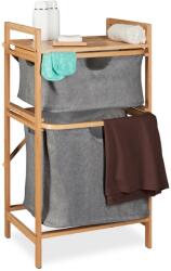 Relaxdays Cos de rufe Relaxdays cu 2 compartimente, din bambus, naturalgri (78338989)