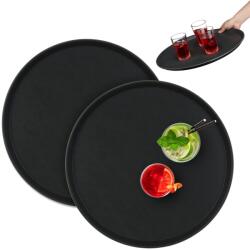 Relaxdays Tableta de Servire Relaxdays 2er Set, Runda 45 cm, Antiderapanta, Neagra (12170301) Tava