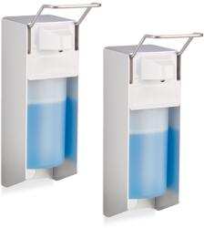 Relaxdays Dispenser de Dezinfectant Relaxdays, Set 2 Buc, 500 ml, Montare pe Perete, ArgintiuAlb (66109977)