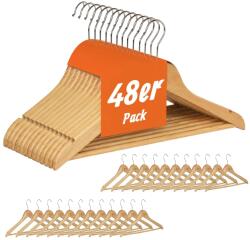 Relaxdays Set de Umerase din Lemn Relaxdays, 48 Umerase pentru Haine, H 22, 5 x L 44, 5 cm, NaturSilver (69748452)