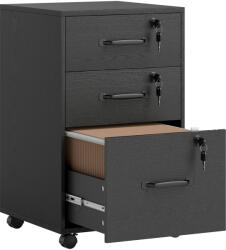 HOMCOM Dulap Mobil pentru Birou cu 3 Sertare Încuietabile, Dulap de Depozitare pe Roți, 40 x 40 x 69, 5 cm, Negru | Aosom Romania (924-127V00BK) Comoda