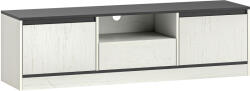HomCom Comodă TV pentru televizoare până la 152, 4 cm cu 2 dulapuri, 1 poliță deschisă, 1 sertar, modernă, 140x35x40cm, negru și alb | Aosom Romania (83B-537V80WT)