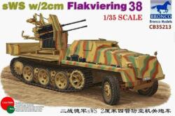 Bronco Models Model de asamblat Bronco Models Military: Vehicule - Mașină germană semienșilată sWS cu 2 cm Flakvierling 38 (CB35213)