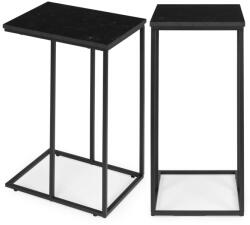 ModernHOME Măsuță de cafea, ModernHome BJ403066CT, neagră, 40 x 30 cm, dreptunghiulară, înălțime: 66 cm, cadru metalic, blat cu efect de marmură, picioare antiderapante Masa de cafea