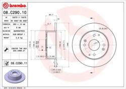 BREMBO Féktárcsa tömör Ø260mm 08. C290.11