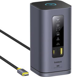 Baseus Spacemate Series 11-in-1, USB-C la 2x HDMI 4K@60Hz, 2x DP 4K@60Hz, 2x USB-A, 1x USB-C, 1x RJ45, 1x USB-A (480Mbps), 1xUSB-C (PD), 1x 3.5mm Audio (B00568101813-01) - pcone