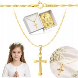Golden Haus Arany Áldozólánc Kereszttel Kislánynak 925-ÖS Minta Gravírozás (łańcuszek naszyjnik z krzyżykiem damski 925)