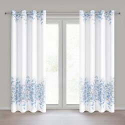 Takoy Szatén sötétítő függöny fehér-kék virágmintával 140x250 cm ringlivel - NOA