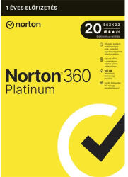 Symantec SW Norton 360 Platinum - 21428034 - 100GB HU 1 felhasználó, 20 eszköz/1 év, elektronikus licenc (21428034) - itbay