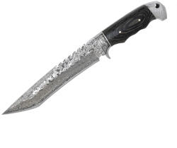 Depox Cutit de vanatoare cu lama fixa DEPOX®, Mâner din Lemn, Design Tip Damasc, Husă Cordura, 30 cm, Negru (2401)