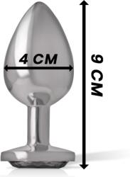 Intense Anal Toys-Plug Anal Metalic din Aluminiu cu Cristal-Negru, Mărime L