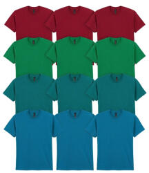 Gildan 4X3 db-os, antikolt színű pólócsomag Gildan kereknyakú póló, antikolt cherry red, -irish green, -jade dome, -sapphire-M (GI5000antikolt-12-M)