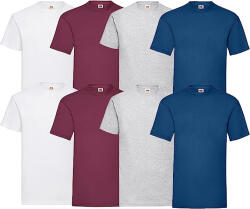 Fruit of the Loom 4X2 db-os pólócsomag Fruit of the Loom F02 kereknyakú, rövid ujjú, fehér-burgundy-szürke-sötétkék - 2XL (61036WH-BU-HGY-NV-2XL)