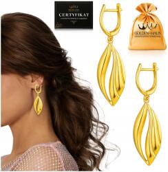Golden Haus Arany Lógós Fülbevaló, Hosszú, Elegáns, 925 Ezüst, Aranyozott (POZŁACANE KOLCZYKI 925 585 DLA KOBIETY MAMY)