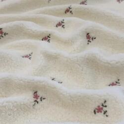  Kabát anyag TEDDY EMBROIDERY Flowers ecru