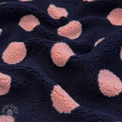  Kabát anyag TEDDY JACQUARD Dots navy