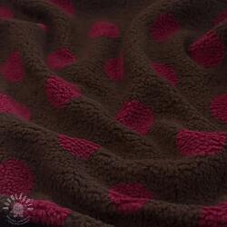  Kabát anyag TEDDY JACQUARD Dots dark brown